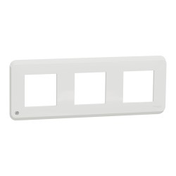 Schneider - Unica Pro - Plaque de finition - Blanc antibactérien - 3 postes - Réf : NU400620