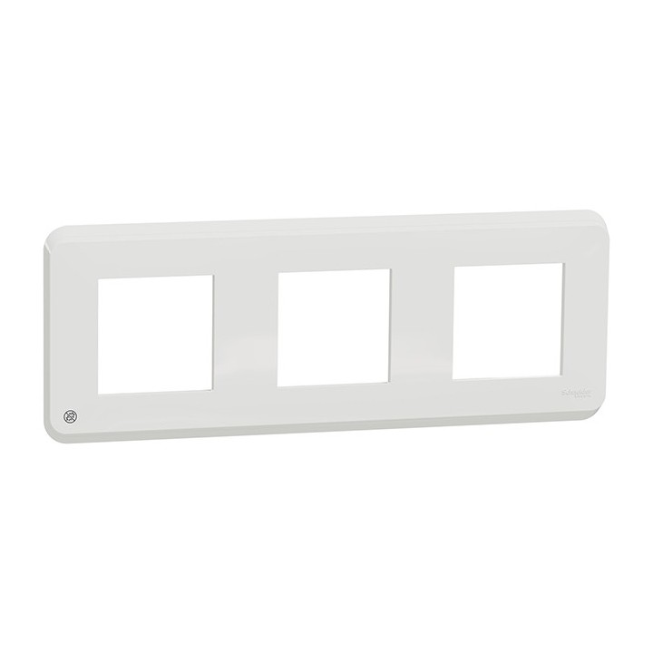 Schneider - Unica Pro - Plaque de finition - Blanc antibactérien - 3 postes - Réf : NU400620