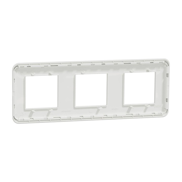 Schneider - Unica Pro - Plaque de finition - Blanc antibactérien - 3 postes - Réf : NU400620