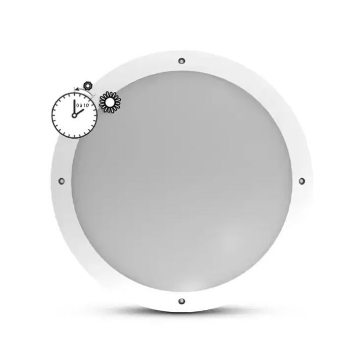 Miidex Lighting - Plafonnier LED Ø300 18W 4500K + Détecteur avec préavis d'extinction - Réf : 779010