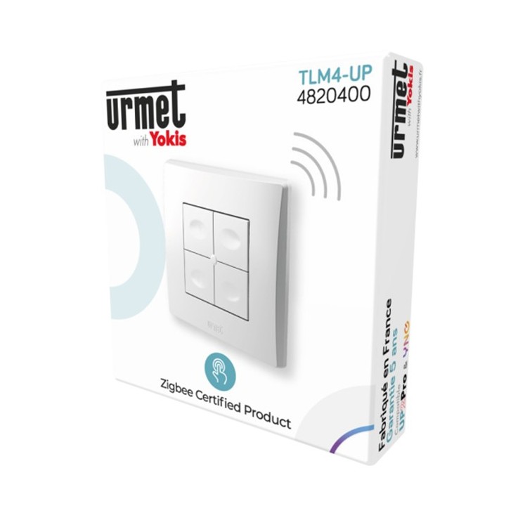 Yokis - Télécommande murale multifonction - 4 touches - Zigbee 3.0 - Blanc - Réf : TLM4-UP