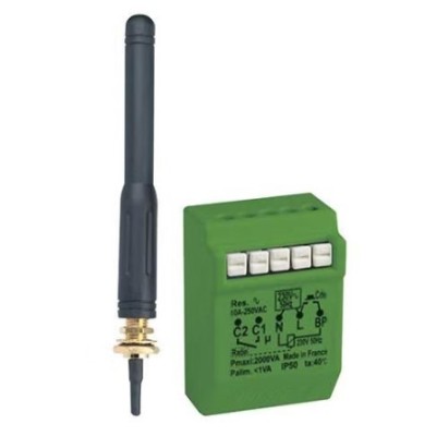 Yokis - Télérupteur 10A 500VA micromodule encastré radio avec antenne extérieure - Code article : 5454463 - Réf : MTR2000ERPX