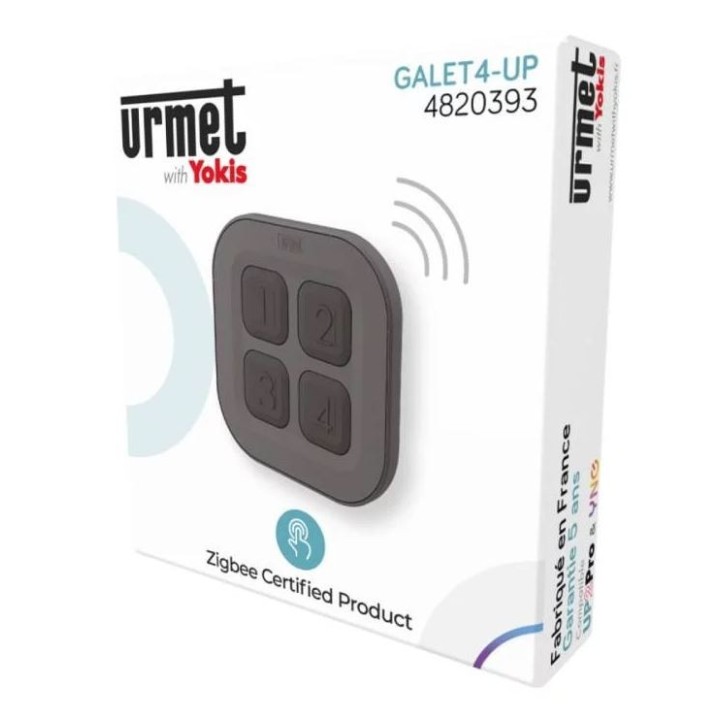 Yokis - Télécommande multifonction à poser - Format galet - 4 touches - Zigbee 3.0 - Noir - Réf : GALET4-UP