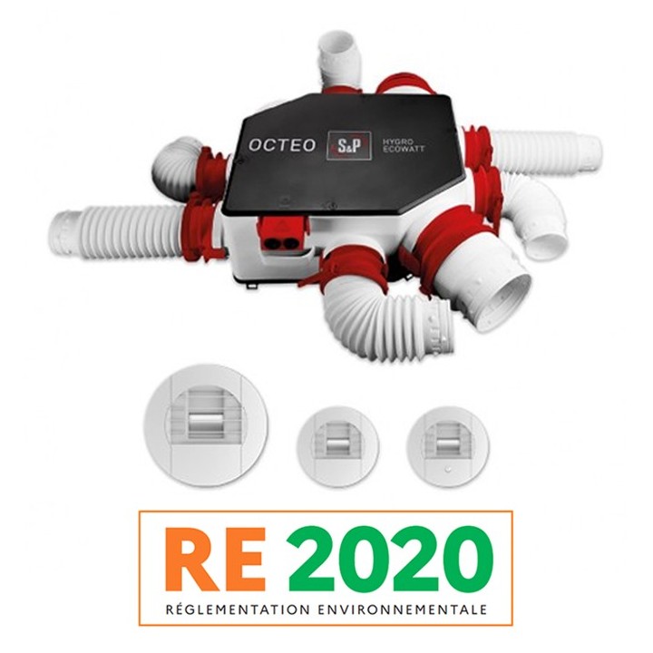 S&P - Kit VMC Hygro Ecowatt + KHB T3/7P - Habitat du T2 au T7 - Réf : 607811