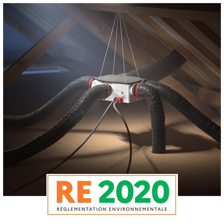 S&P - Pack VMC Hygro Ecowatt avec 3 Bouches + 2 Gaines Ø82 + 1 Gaine Ø127 et Ø163 + 1 bouche cellier - Réf : PACK607811
