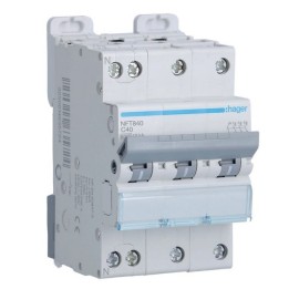 Hager - Disjoncteur 3P+N 6-10kA courbe C - 40A 3 modules - Réf : NFT840