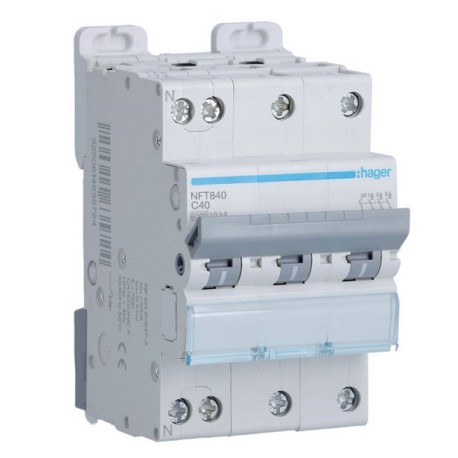 Hager - Disjoncteur 3P+N 6-10kA courbe C - 40A 3 modules - Réf : NFT840