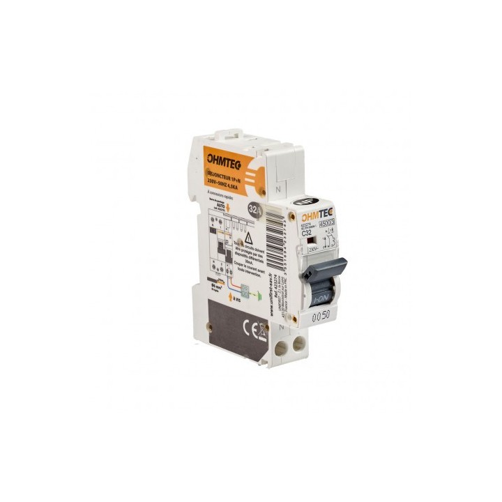 Ohmtec - Disjoncteur automatique - 1P+N - 32A - 4,5kA - Courbe C - Réf : 423274