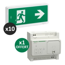 Schneider - Exiway Light - Lot de 10 Blocs de secours IP42 + Télécommande pour BAES OFFERTE - Réf : OVA59810