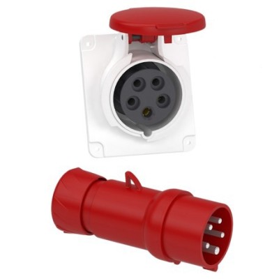 Schneider Mureva - Fiche et Prise industrielles - 32A - 3P+N+T - 380-415 V - Connexion rapide - IP44 - Réf : PKX32M435-P