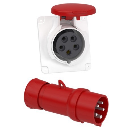 Schneider Mureva - Fiche et Prise industrielles - 32A - 3P+N+T - 380-415 V - Connexion rapide - IP44 - Réf : PKX32M435-P