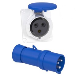 Schneider Mureva - Fiche et Prise industrielles - 32 A - 2P+T - 200-250 V - Connexion rapide - IP44 - Réf : PKX32M423-P