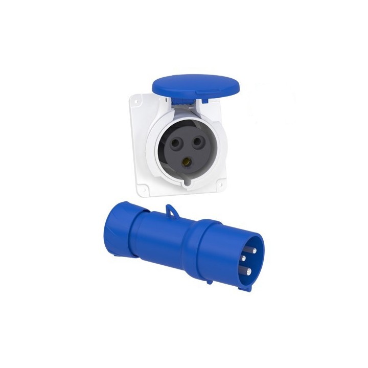 Schneider Mureva - Fiche et Prise industrielles - 32 A - 2P+T - 200-250 V - Connexion rapide - IP44 - Réf : PKX32M423-P