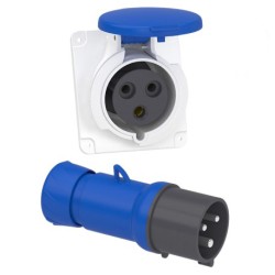 Schneider Mureva - Fiche et Prise industrielles 32 A - 2P+T - 200..250 V - Connexion vis - IP44 - Réf : PKE32M423-P