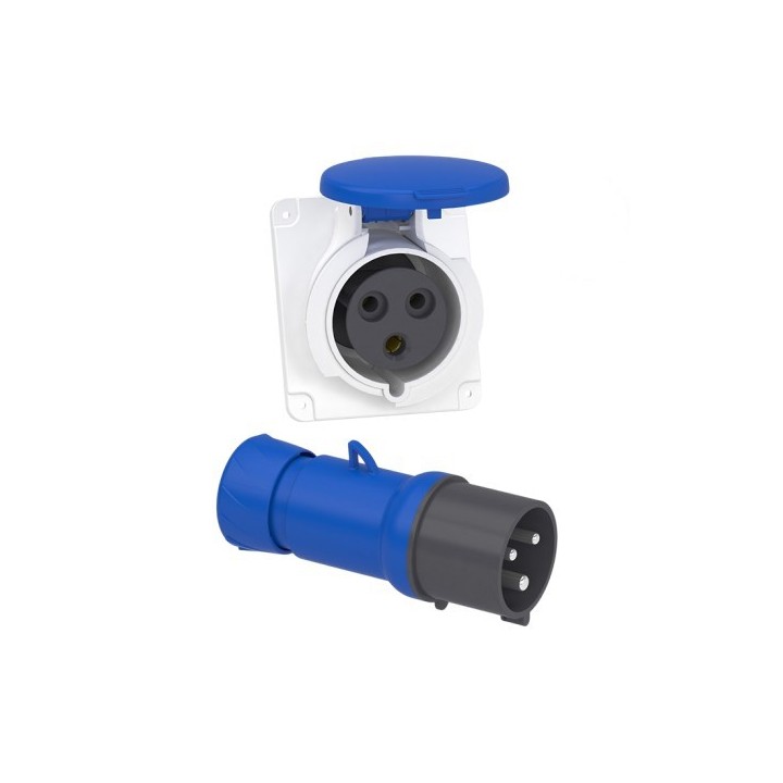 Schneider Mureva - Fiche et Prise industrielles 32 A - 2P+T - 200..250 V - Connexion vis - IP44 - Réf : PKE32M423-P