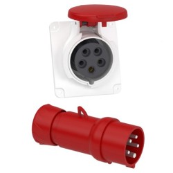 Schneider Mureva - Fiche et Prise industrielles - 16 A - 3P+N+T - 380-415 V - Connexion rapide - IP44 - Réf : PKX16M435-P
