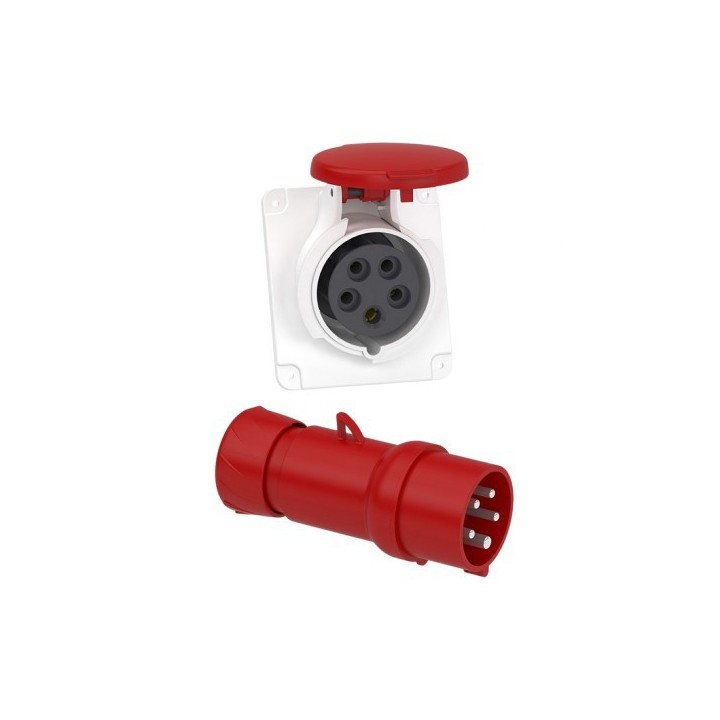 Schneider Mureva - Fiche et Prise industrielles - 16 A - 3P+N+T - 380-415 V - Connexion rapide - IP44 - Réf : PKX16M435-P