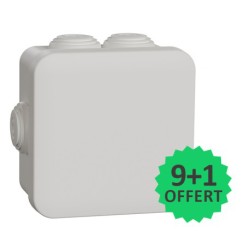Schneider - Mureva Box - 10 boîtes de dérivation étanches dont 1 OFFERTE- embouts 80x80x45 - blanc polaire - Réf : IMT05024(10)