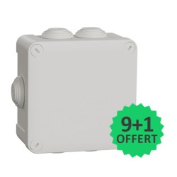 Schneider - Mureva Box - 10 boîtes de dérivation étanches dont 1 OFFERTE- embouts 105x105x55 - blanc polaire - Réf: IMT05025(10)