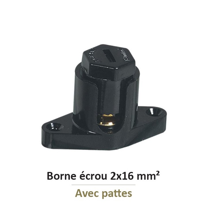 Legrand - Borne écrou 6 pans avec pattes avec capacité par borne 2x16mm² - Réf : 034042