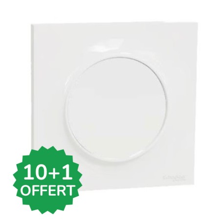 Schneider Odace - Lot de 11 interrupteurs va-et-vient complet dont 1 OFFERT - blanc - Réf: PBX0010