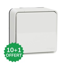 Schneider Mureva Styl - Lot de 11 Va et vient complet saillie dont 1 OFFERT - IP55 - connexion auto - blanc - Réf : PBX0012