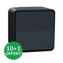 Schneider Mureva Styl - Lot de 11 Va et vient complet saillie dont 1 OFFERT - IP55 - connexion auto - gris - Réf : PBX0013