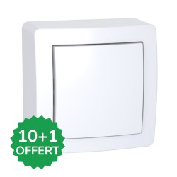 Schneider Alréa - Lot de 11 Va et vient simple allumage dont 1 OFFERT - saillie - Blanc polaire - Réf : PBX0014