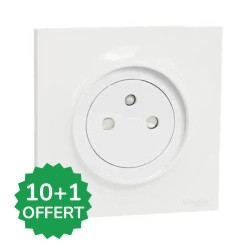Schneider Odace - Lot de 11 prises de courant 2P+T affleurantes dont 1 OFFERT - blanc - complet - Réf : PBX0015