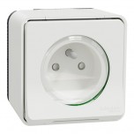 Schneider Mureva Styl - Prise de courant 2P+T complet saillie IP55 - connexion auomatique blanc - Réf : MUR39030