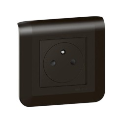 Legrand Mosaic - Prise 2P+T Complet - Noir mat - Support à vis - Réf : 079121L-PV