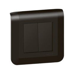 Legrand Mosaic - Double Va-et-Vient Complet - Noir mat - Support à vis - Réf : 079101L-PV