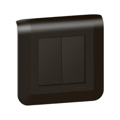 Legrand Mosaic - Double Va-et-Vient Complet - Noir mat - Support à vis - Réf : 079101L-PV