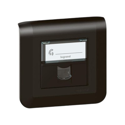 Legrand Mosaic - Prise RJ45 complète catégorie 6 FTP Mosaic 2 modules - Noir mat - Réf : 079176L-P