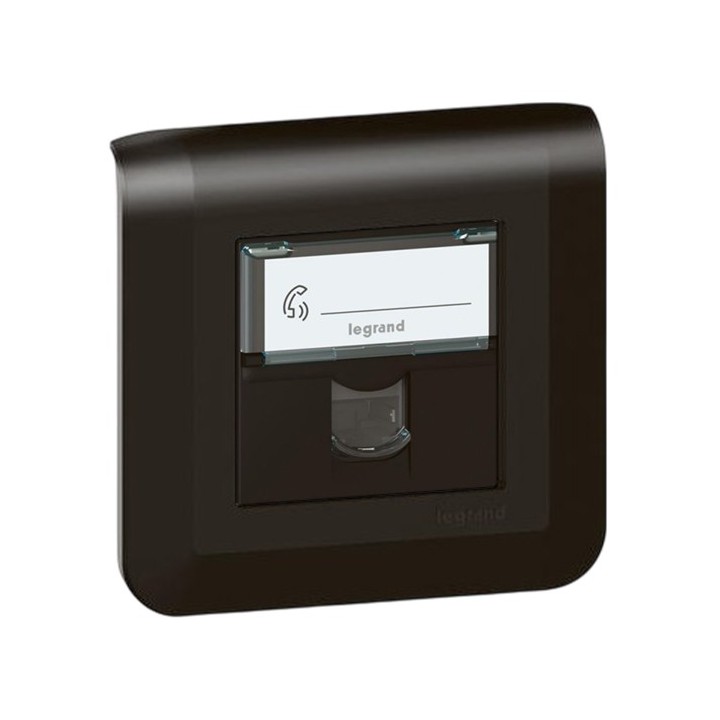 Legrand Mosaic - Prise RJ45 complète catégorie 6 FTP Mosaic 2 modules - Noir mat - Réf : 079176L-P