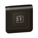 Legrand Mosaic - Chargeur 2 USB Type-A Complet  - 2,4A 12W 2 modules - Noir mat - Support vis - Réf : 079194L-P
