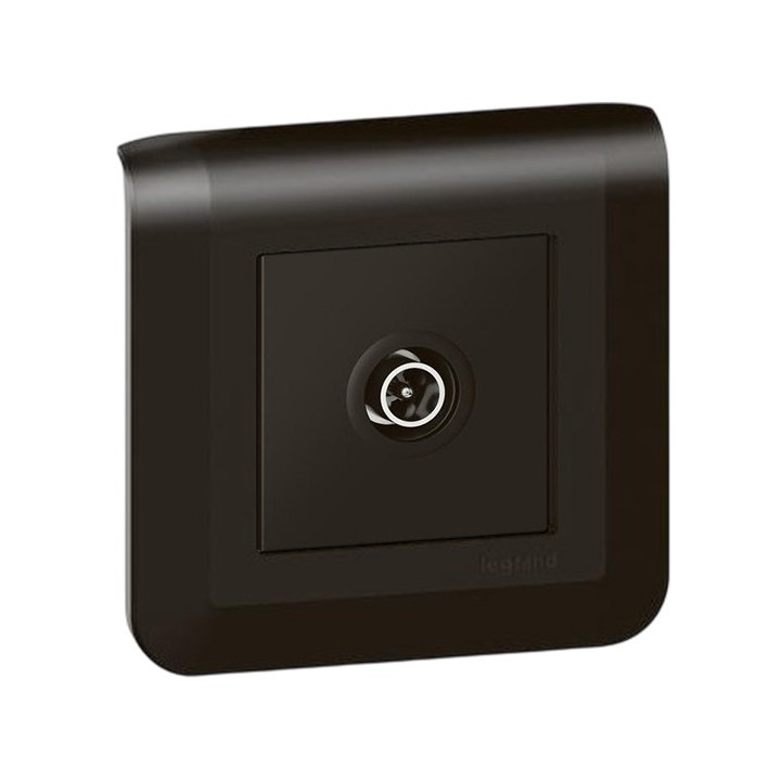Legrand Mosaic - Prise TV complète - Noir mat - Support à vis - Réf : 099698-P