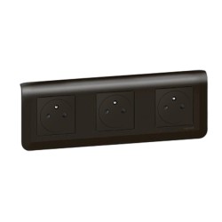 Legrand Mosaic - Triple prise de courant 2P+T complète - Surface précâblée - 3x2 modules -Noir mat -Support vis - Réf: 079136L-P