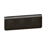 Legrand Mosaic - Triple prise de courant 2P+T complète - Surface précâblée - 3x2 modules -Noir mat -Support vis - Réf: 079136L-P