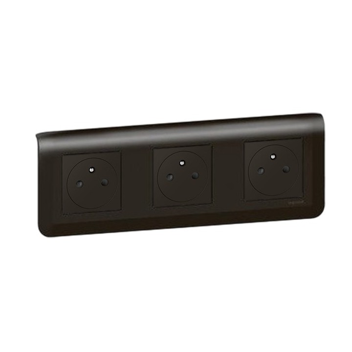 Legrand Mosaic - Triple prise de courant 2P+T complète - Surface précâblée - 3x2 modules -Noir mat -Support vis - Réf: 079136L-P