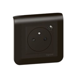 Legrand Mosaic - Prise 2P+T avec chargeur Type-C Complet à griffes - 2 modules - Noir mat - Réf : 099449