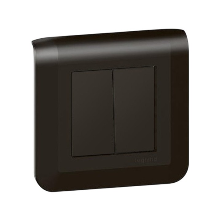 Legrand Mosaic - Double Va-et-Vient Complet - Noir mat - Support à vis - Réf : 079101L-PV