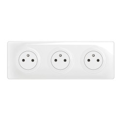 Legrand Céliane - Triple prise de courant standard - Livrée complète - 16A 250V 2P+T - Blanc - Réf : CM0111-P3