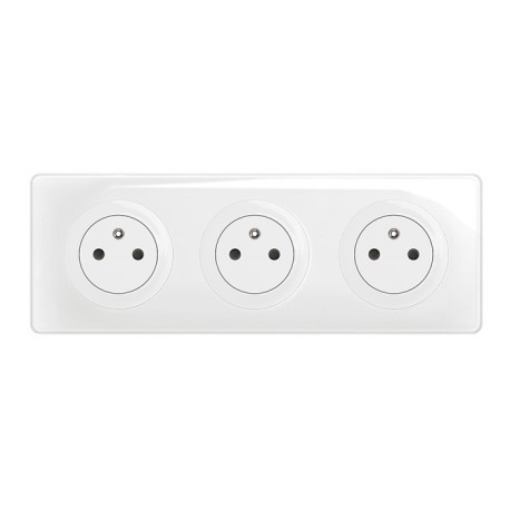 Legrand Céliane - Triple prise de courant standard - Livrée complète - 16A 250V 2P+T - Blanc - Réf : CM0111-P3