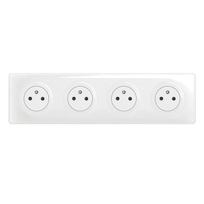 Legrand Céliane - Prise quadruple Précâblée - Ensemble à composer - 16A 250V 4x2P+T - Blanc - Réf : CM0111D