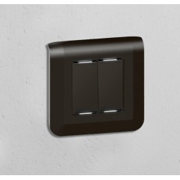 Legrand Mosaic - Double va-et-vient complet avec 2 voyants témoins - Noir mat - Support à vis - Réf : 079101L-PVVT2