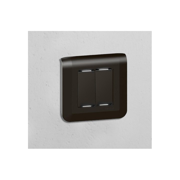 Legrand Mosaic - Double va-et-vient complet avec 2 voyants témoins - Noir mat - Support à vis - Réf : 079101L-PVVT2