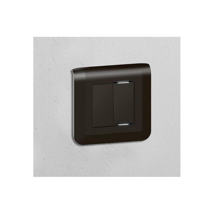 Legrand Mosaic - Double va-et-vient complet avec 1 voyant témoin - Noir mat - Support à vis - Réf : 079101L-PVVT