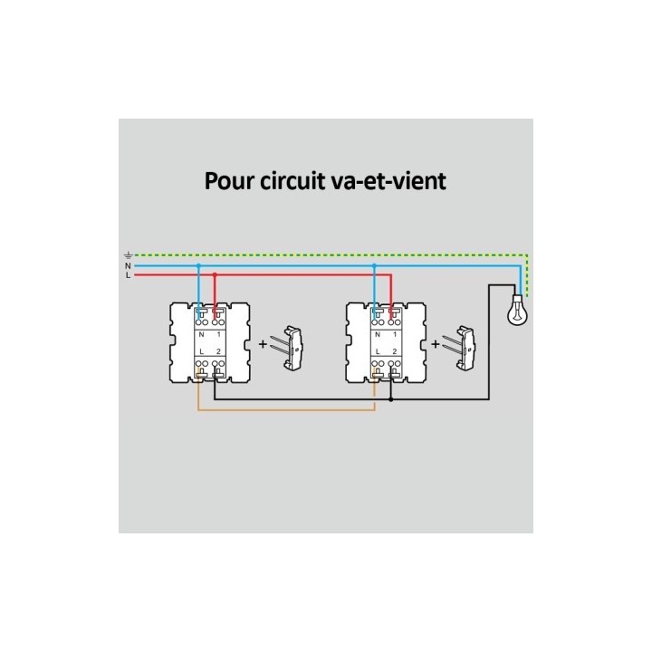 Legrand Mosaic - Va-et-Vient complet noir mat avec voyant témoin - Support à vis - Réf : 079111LA