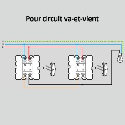 Legrand Mosaic - Double va-et-vient complet avec 2 voyants témoins - Noir mat - Support à vis - Réf : 079101LB